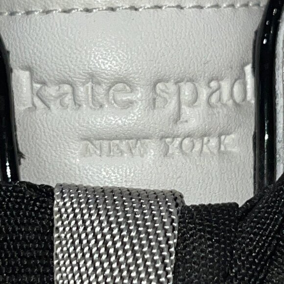 KATE SPADE The LEXI SLIP ON SNEAKERS BLACK WHITE & GRAY RIBBON BOWS - EUC - 10B - Picture 7 of 12